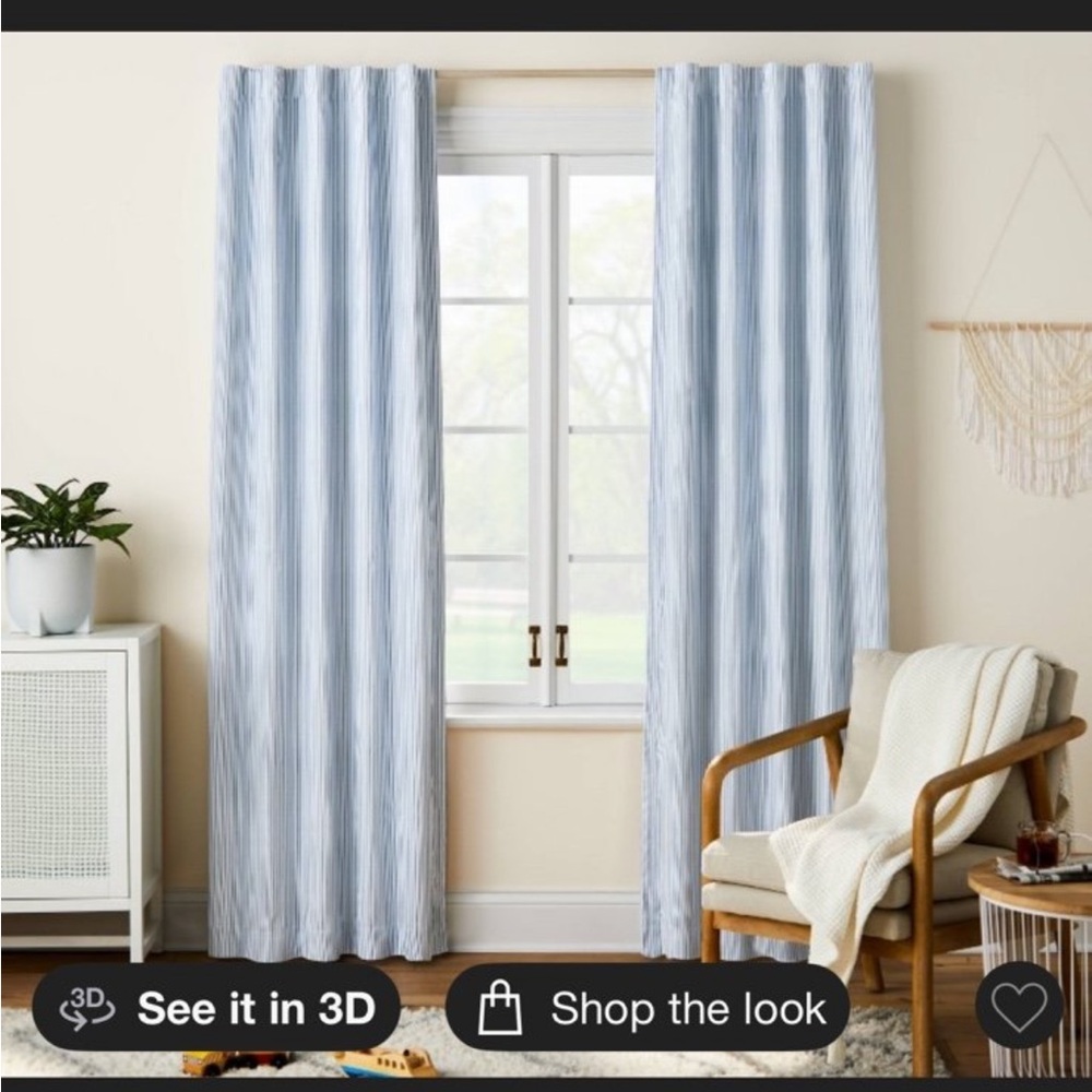 Pillowfort irregular mini Blue Striped Curtains